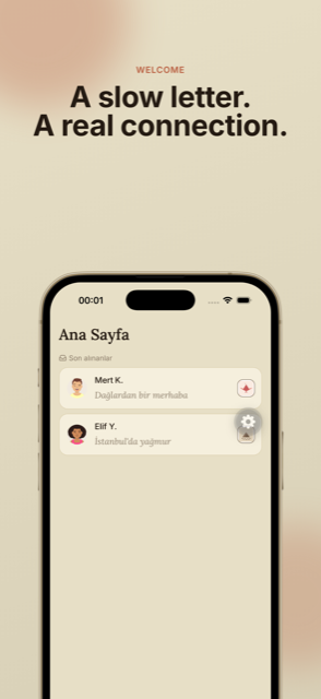 Penna home screen — recent letters from pen pals