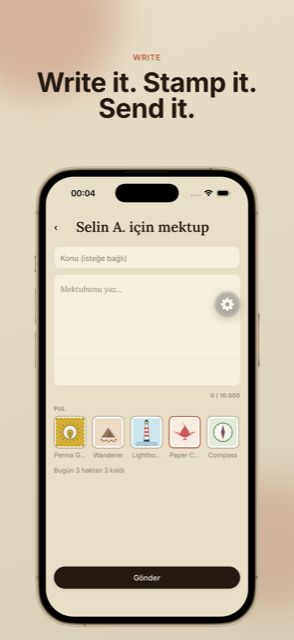 Penna letter composer screen