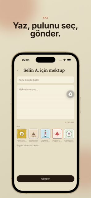Penna mektup yazma ekranı